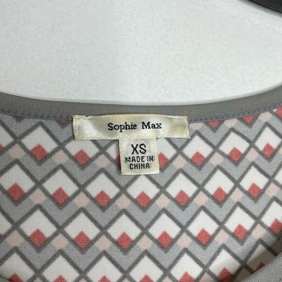 Sophie Max Gray Pink Diamond Pattern Knit Dress Size XS Women's - Picture 5 of 9